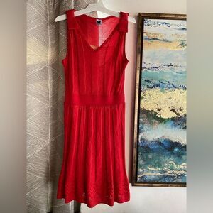 M Missoni Womens  Size 42 US 6 Sleeveless Sheath Knit Dress V Neck Red